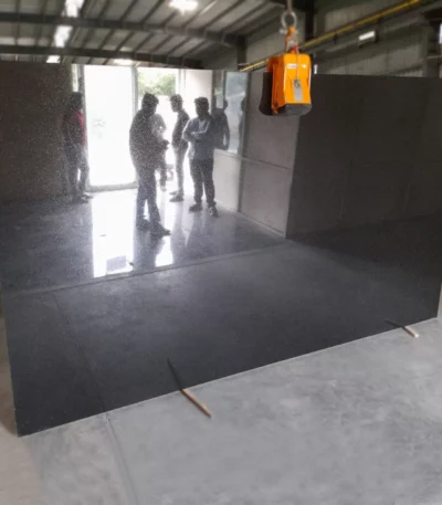 Polished Impala Black Granite Slab Close-up