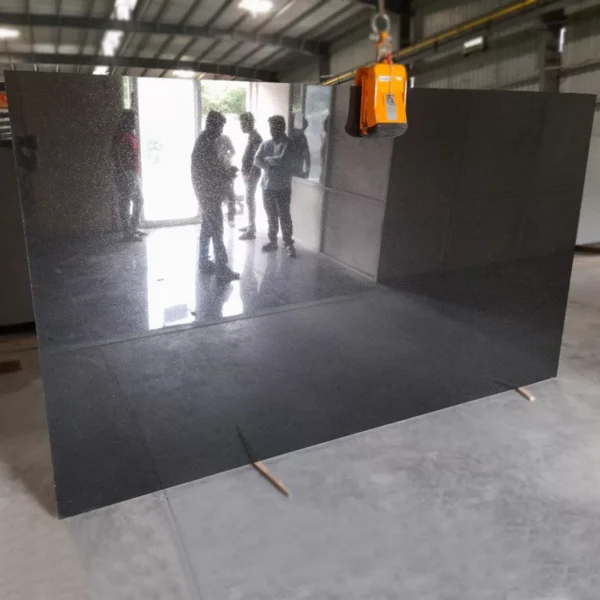 Polished Impala Black Granite Slab Close-up