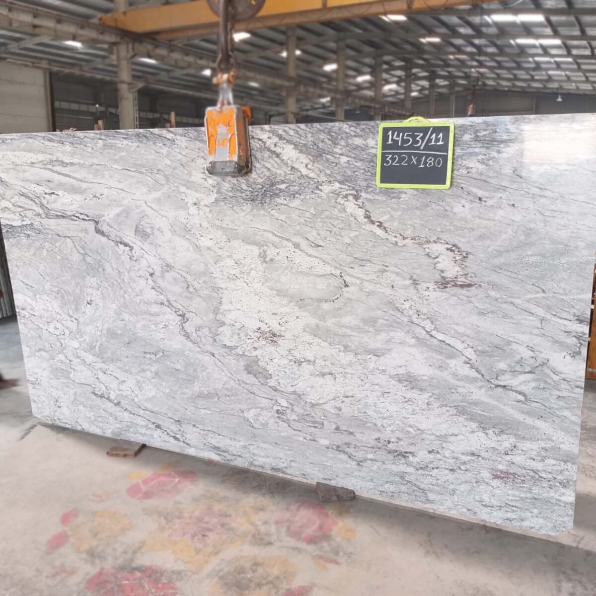 Thunder White Granite Slab with Grey Veins
