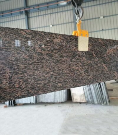 Tiger Skin Granite Slab with Brown and Black Stripes