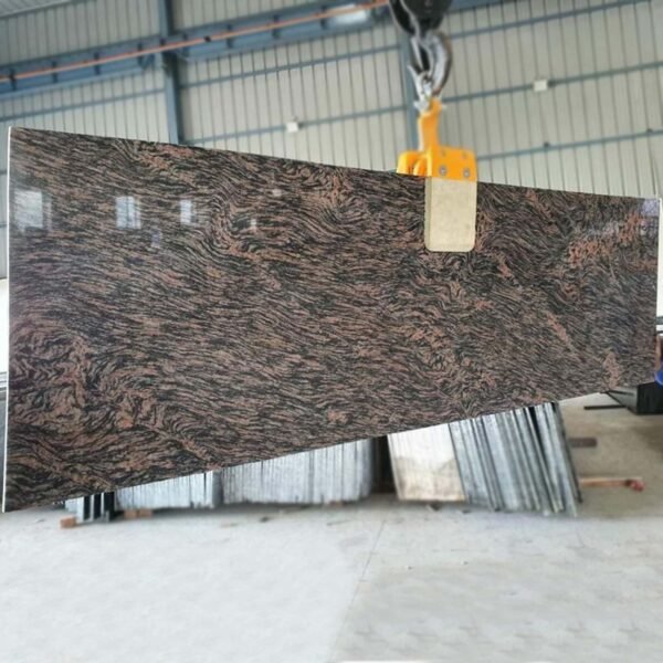 Tiger Skin Granite Slab with Brown and Black Stripes