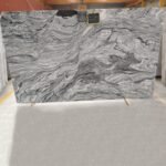 Viscon White Granite Slab with Wavy Veins