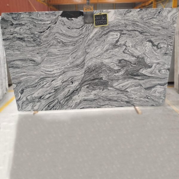 Viscon White Granite Slab with Wavy Veins