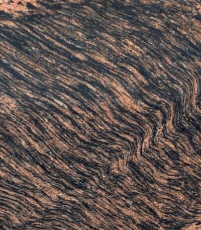 Tiger Skin Granite Slab with Brown and Black Stripes