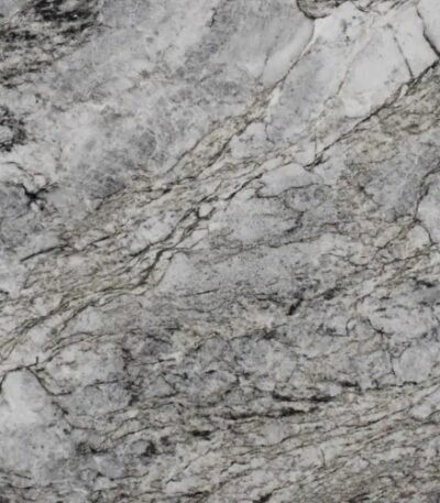 Blue Dunes Granite slab with flowing blue and beige patterns
