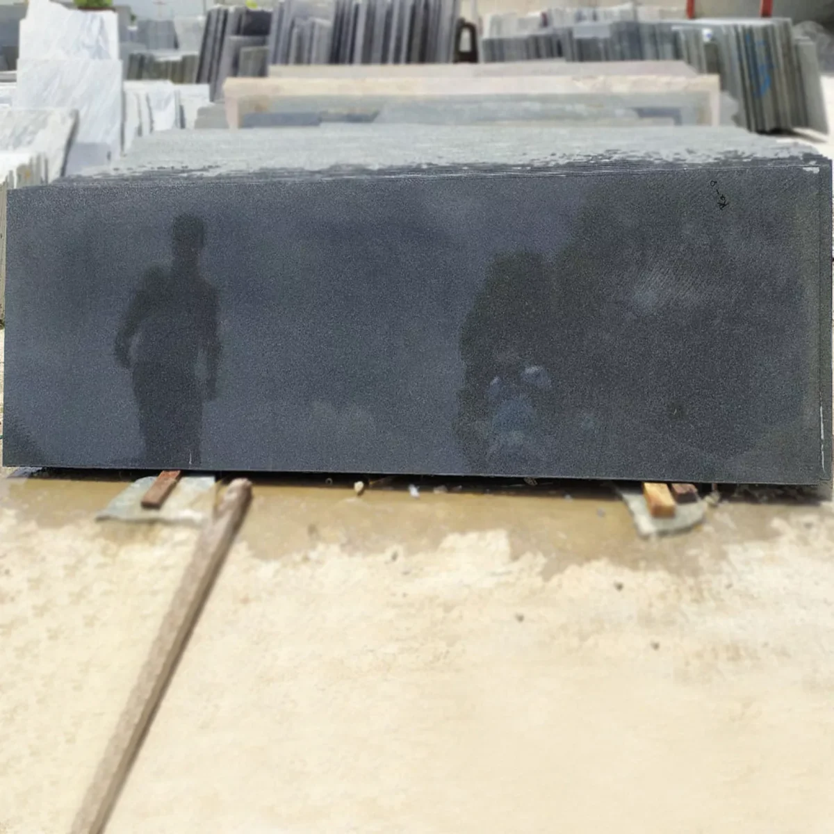 Polished Impala Black Granite Slab Close-up
