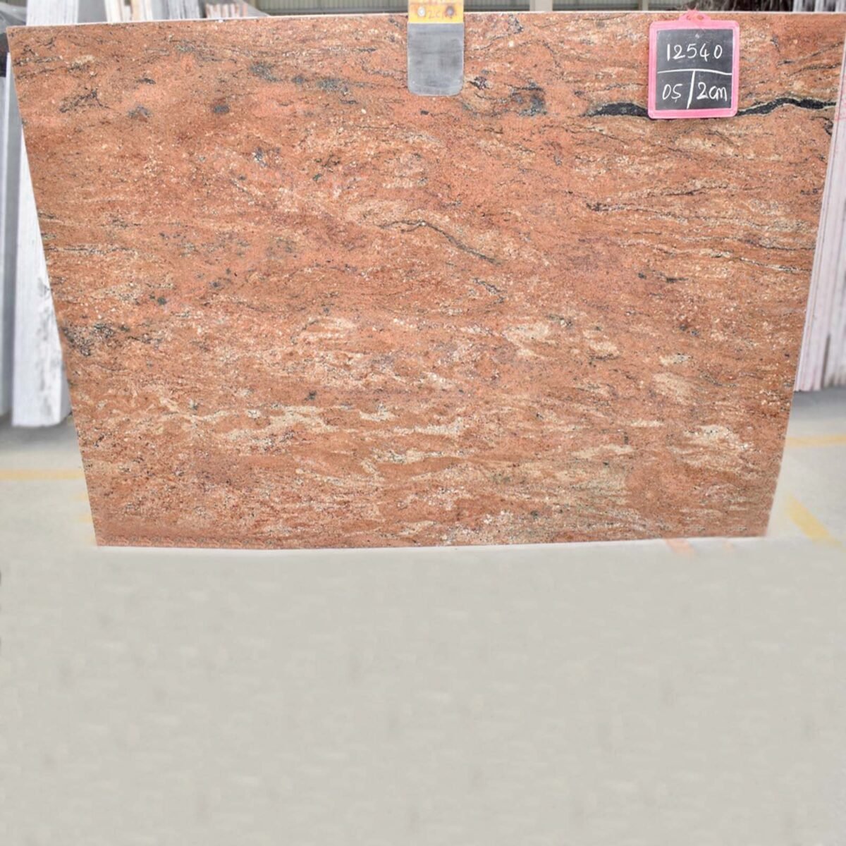 Polished Rose Wood Granite Slab with Natural Streaks