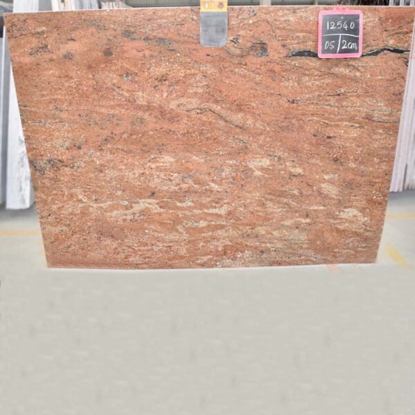 Polished Rose Wood Granite Slab with Natural Streaks