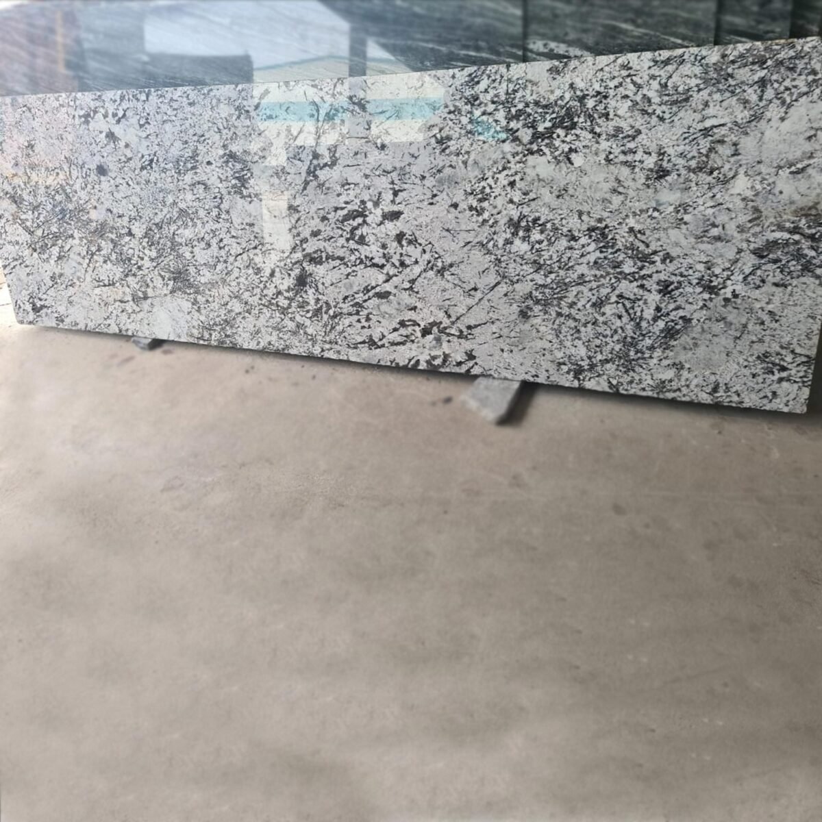 Polished Alaska White Granite Slab with Natural Veins