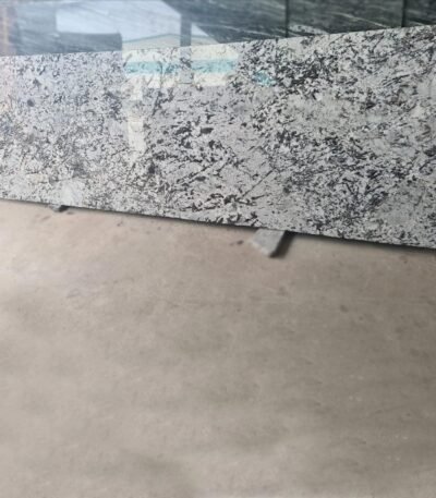 Polished Alaska White Granite Slab with Natural Veins
