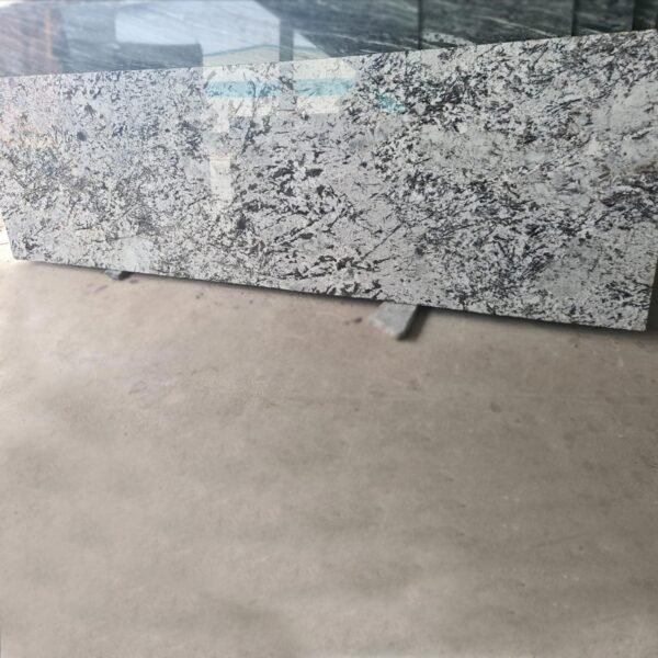 Polished Alaska White Granite Slab with Natural Veins