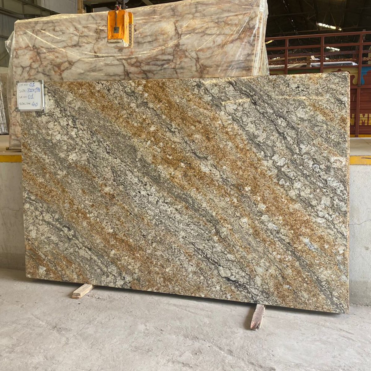Armani Gold Granite Slab with Rich Veining