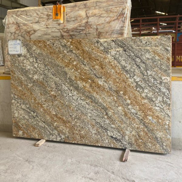 Armani Gold Granite Slab with Rich Veining
