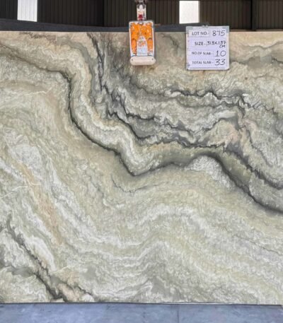 Aurora Green Quartzite Slab with Natural Veins