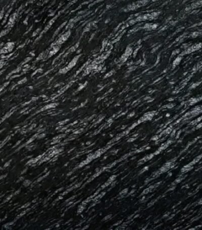 Black Marcino Granite slab with natural white veining