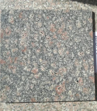 Bala Flower Granite Slab with Red and Grey Swirls