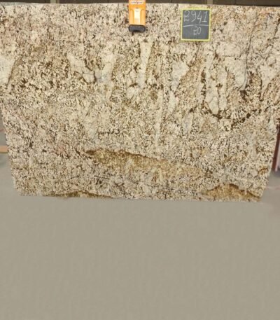 Polished Bianco Gold Granite slab with gold and grey veining