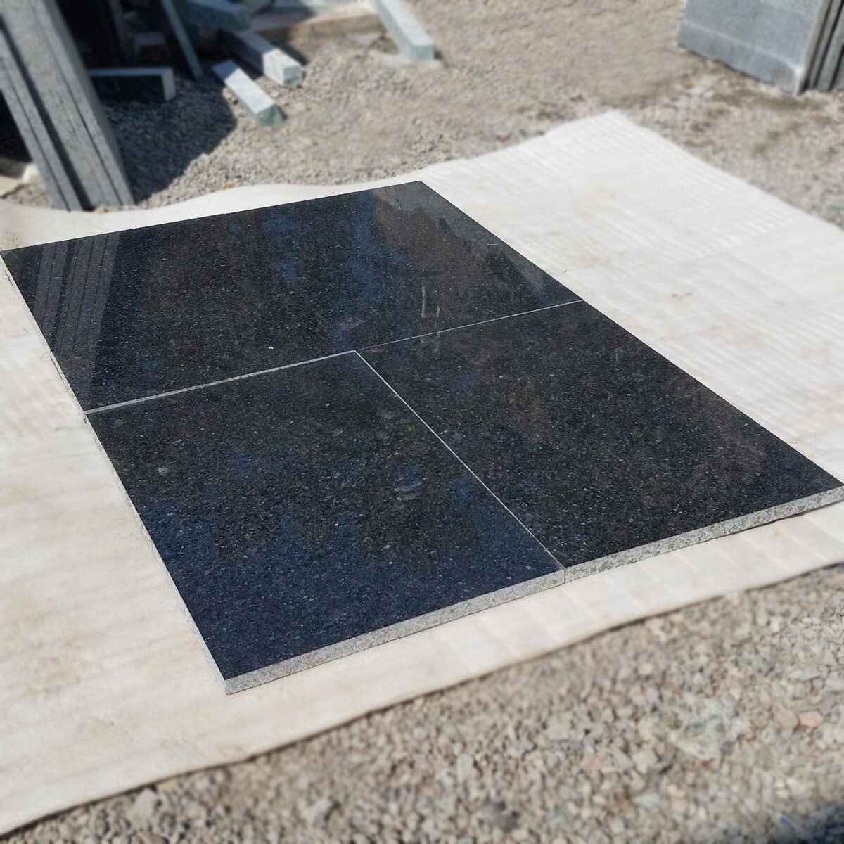 Polished Black Galaxy Granite Slab