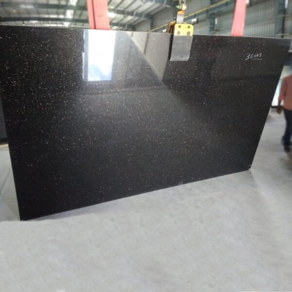 Polished Black Galaxy Granite Slab
