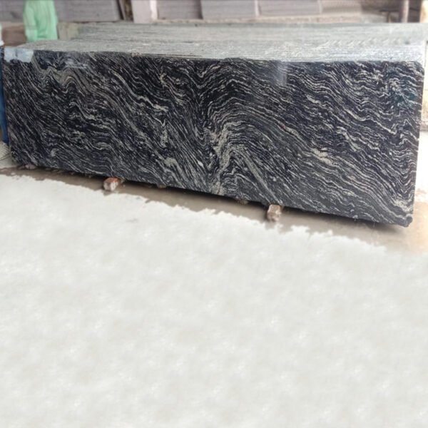 Black Marcino Granite slab with natural white veining