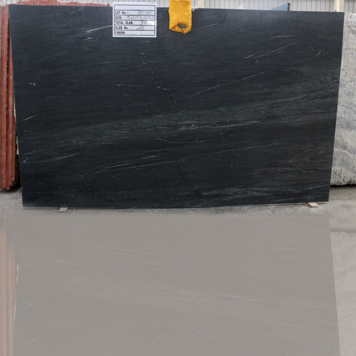Polished Black Marine Granite Slab with Wave Pattern