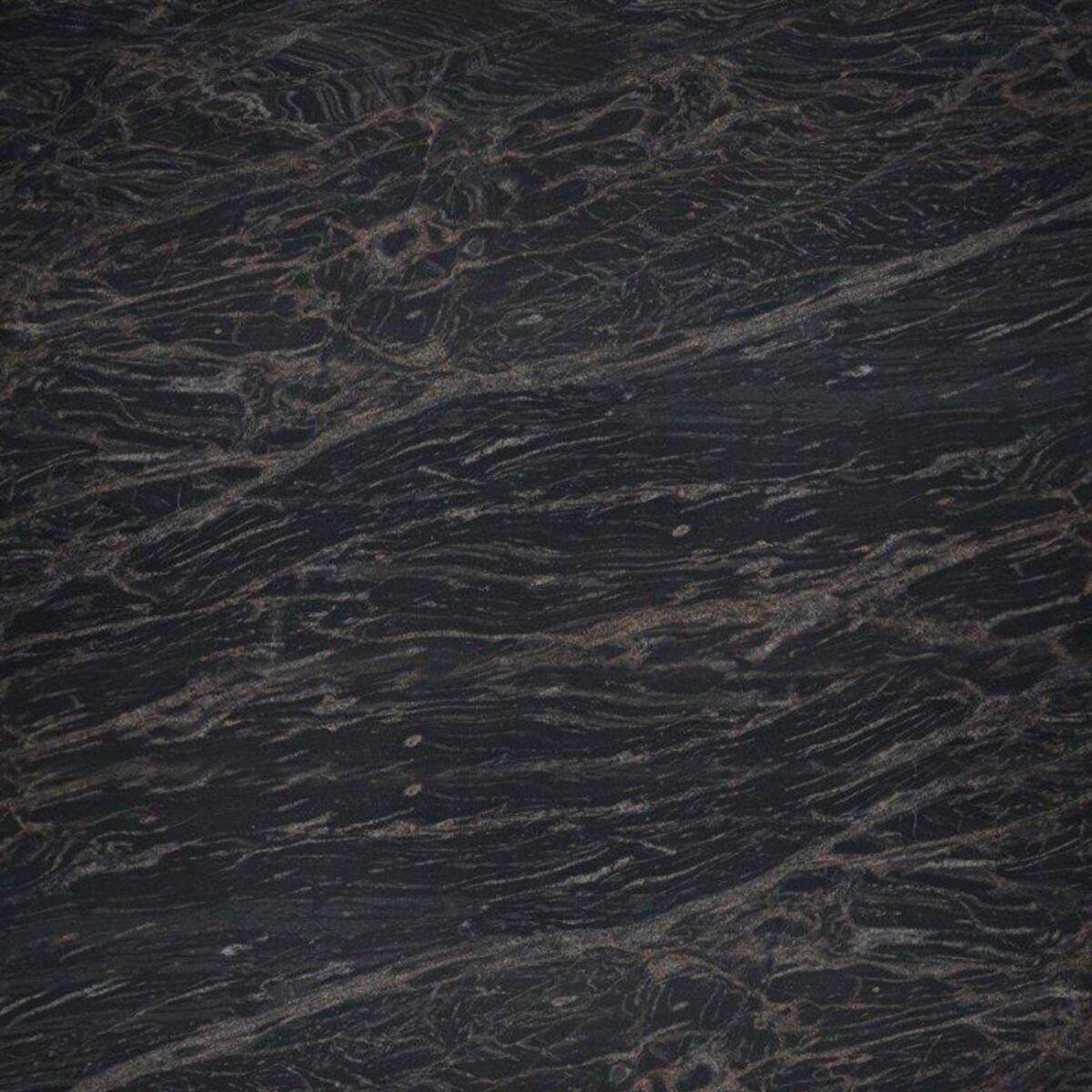 Polished Black Marine Granite Slab with Wave Pattern