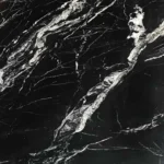 Black Marine Marble slab with silver veining from India