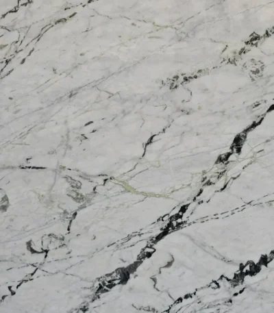 Dover White Marble slab with subtle grey veining from India
