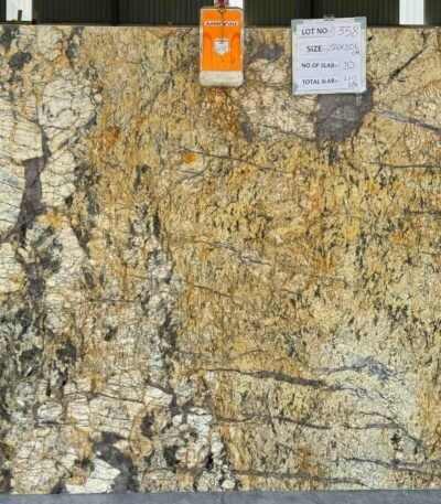 Exotic Gold Granite Slab with Flowing Veins