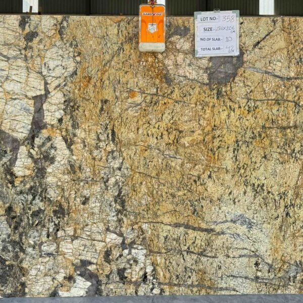 Exotic Gold Granite Slab with Flowing Veins