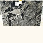 Fusion Black Granite Slab with White and Grey Veins