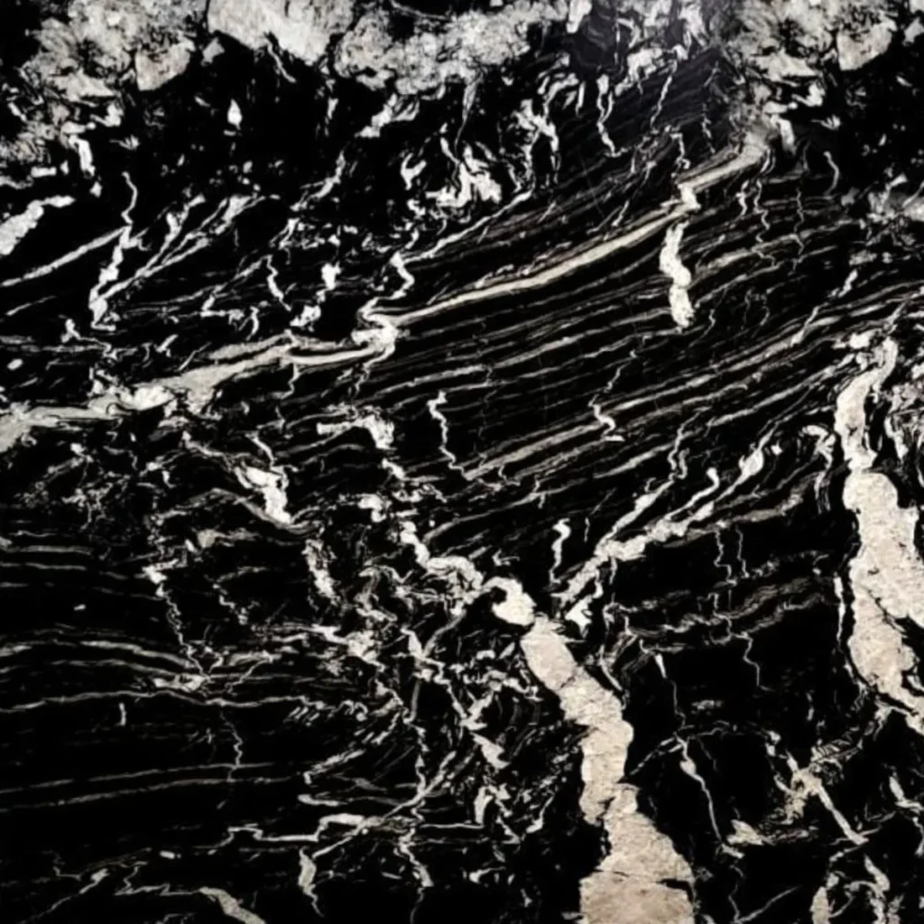Iconic Black Marble Iconic Black Marble slab with fine white veining from India