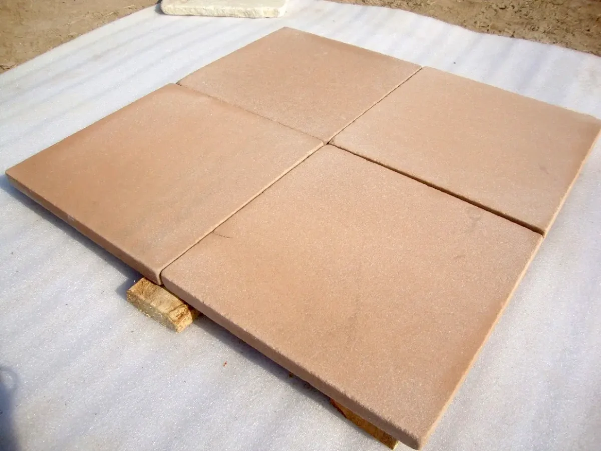 Indian pink sandstone cobbles and steps