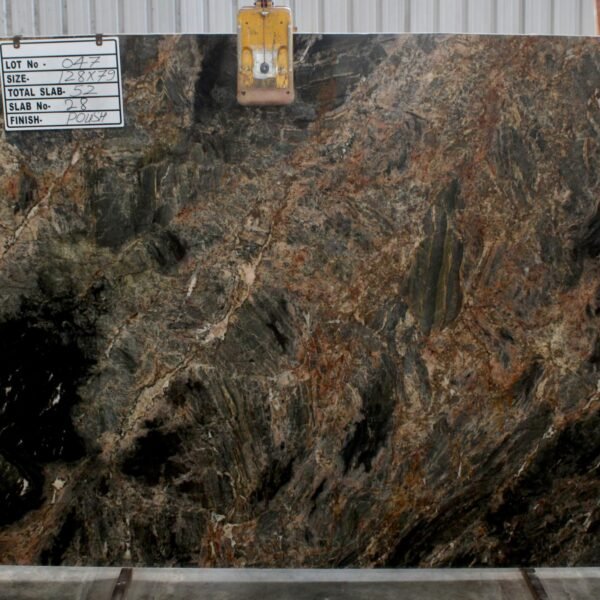 Lava Oro Granite Slab with Gold and Black Veins