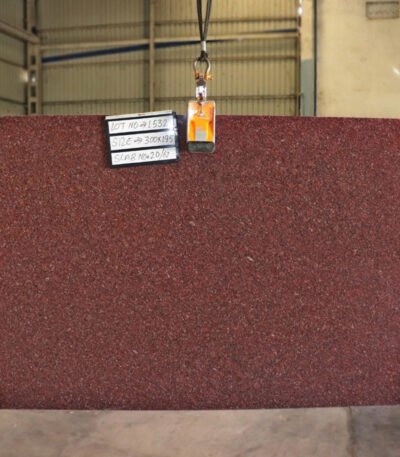 Red Granite Countertop with Black and White Flecks