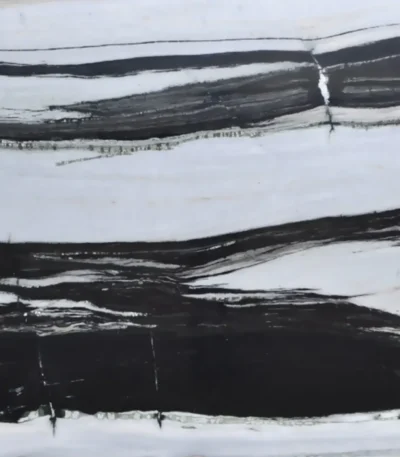Panda White Marble slab with bold black veining