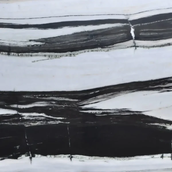 Panda White Marble slab with bold black veining