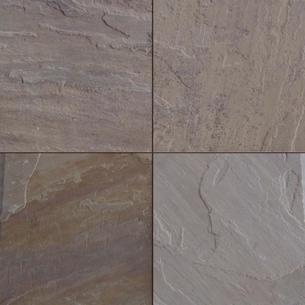 Raveena Sandstone paving stones with pink and purple tones