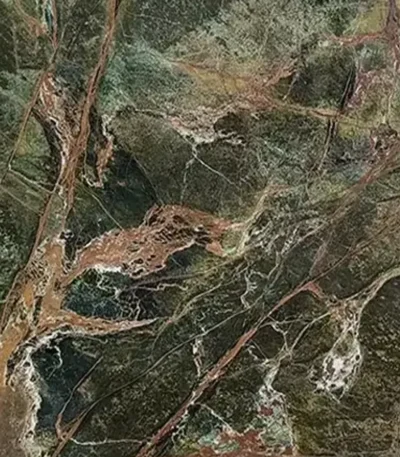 Rain Forest Green Marble slab with natural veining from India