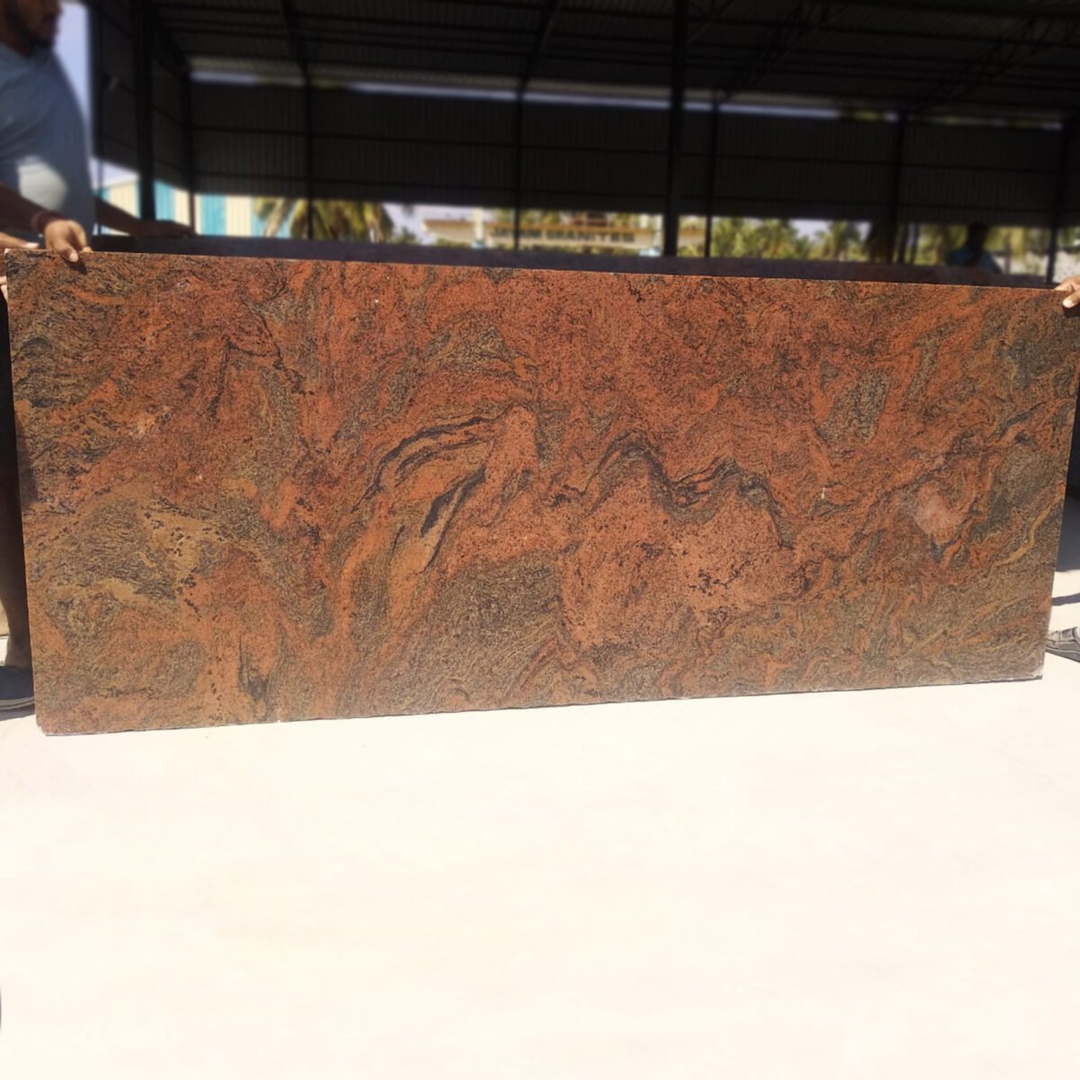 Red Multicolor Granite Slab with Natural Waves