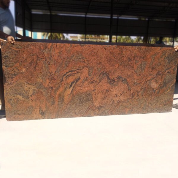 Red Multicolor Granite Slab with Natural Waves
