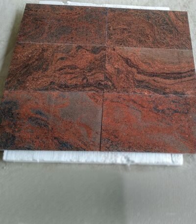 Red Multicolor Granite Slab with Natural Waves