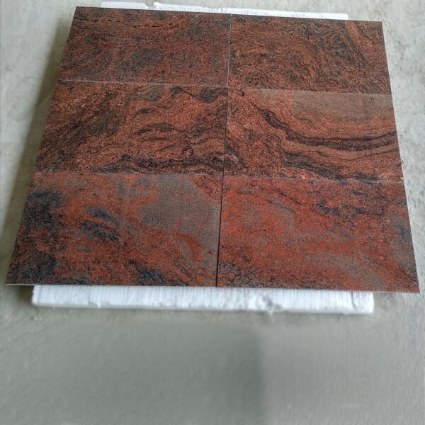 Red Multicolor Granite Slab with Natural Waves