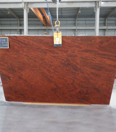 Red Multicolor Granite Slab with Natural Waves