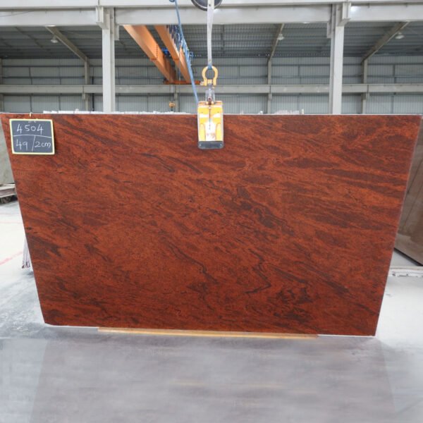 Red Multicolor Granite Slab with Natural Waves