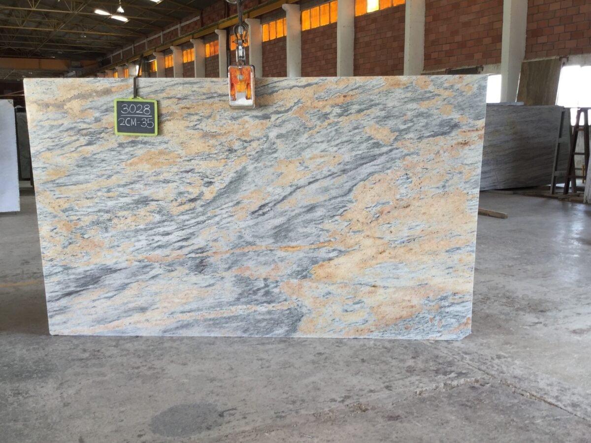 River Gold Granite Slab with Natural Veins