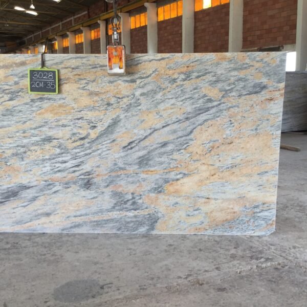 River Gold Granite Slab with Natural Veins
