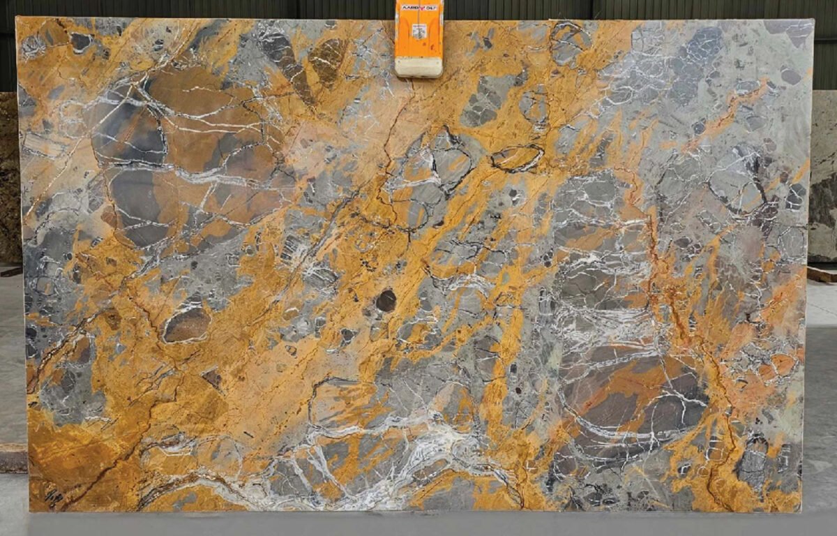 Roma Blue Quartzite Slab with Veined Pattern