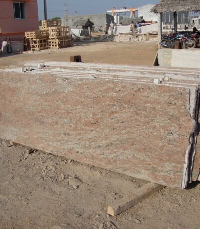Polished Rose Wood Granite Slab with Natural Streaks