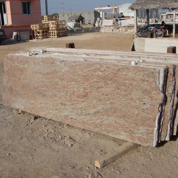 Polished Rose Wood Granite Slab with Natural Streaks